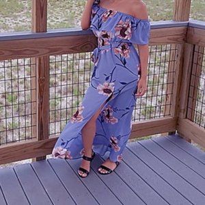 Off the Shoulder Floral Maxi Dress